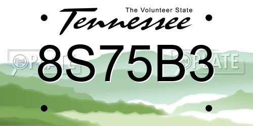 8S75B3 Tennessee License Plate