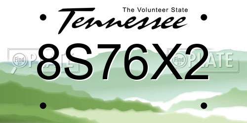 8S76X2 Tennessee License Plate