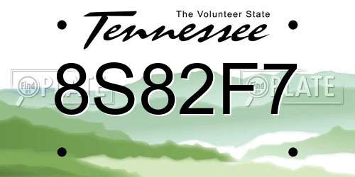 8S82F7 Tennessee License Plate