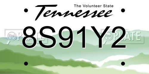 8S91Y2 Tennessee License Plate
