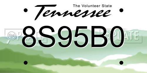 8S95B0 Tennessee License Plate