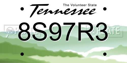 8S97R3 Tennessee License Plate