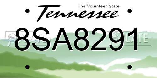 8SA8291 Tennessee License Plate