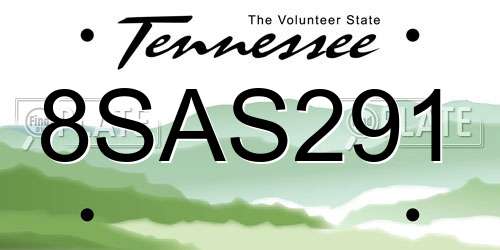 8SAS291 Tennessee License Plate