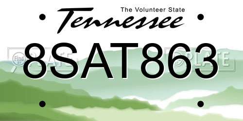 8SAT863 Tennessee License Plate