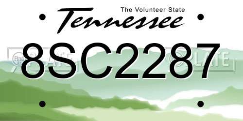 8SC2287 Tennessee License Plate