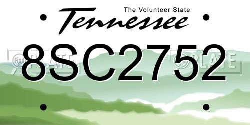 8SC2752 Tennessee License Plate