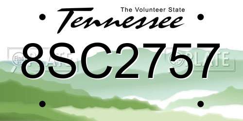 8SC2757 Tennessee License Plate