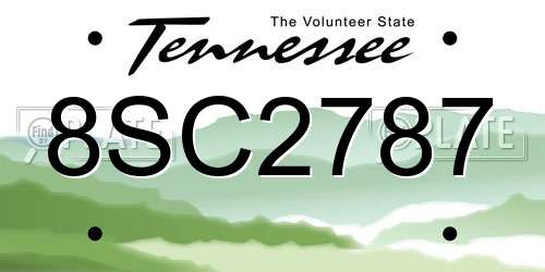 8SC2787 Tennessee License Plate