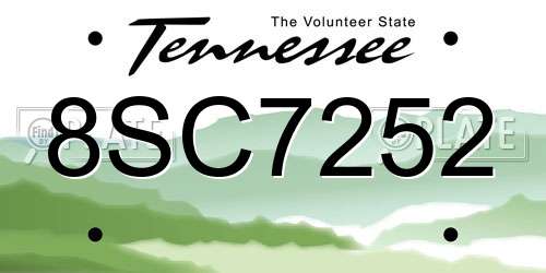 8SC7252 Tennessee License Plate