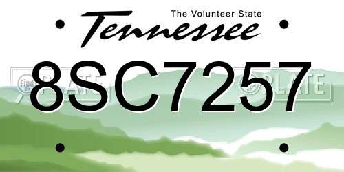8SC7257 Tennessee License Plate