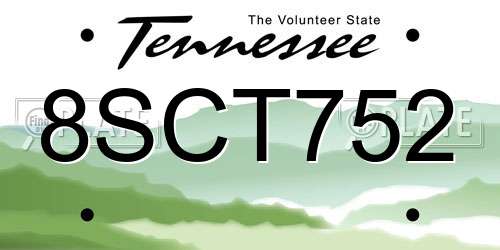8SCT752 Tennessee License Plate