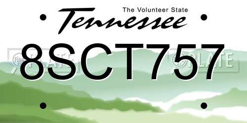 8SCT757 Tennessee License Plate