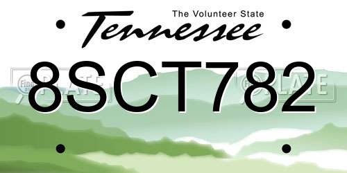 8SCT782 Tennessee License Plate