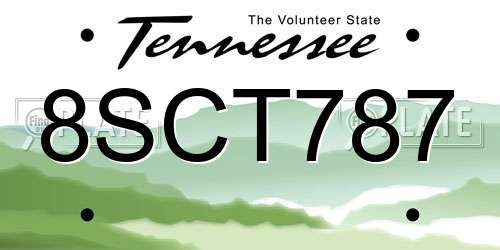 8SCT787 Tennessee License Plate