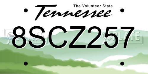 8SCZ257 Tennessee License Plate