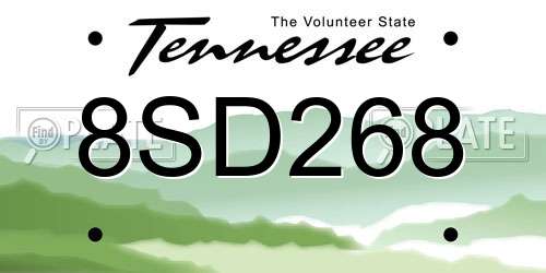8SD268 Tennessee License Plate