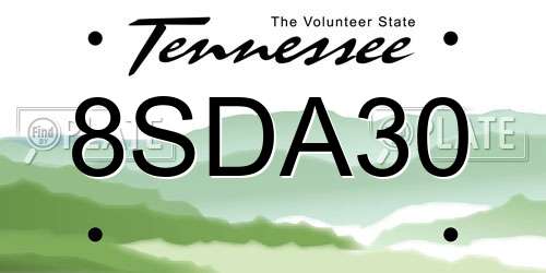 8SDA30 Tennessee License Plate