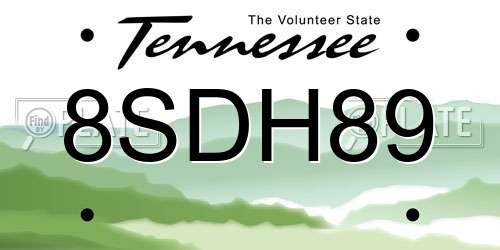 8SDH89 Tennessee License Plate