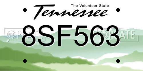 8SF563 Tennessee License Plate