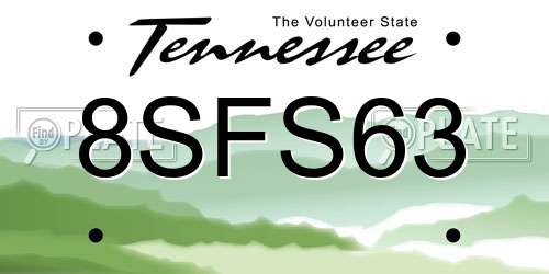 8SFS63 Tennessee License Plate