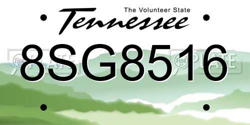 8SG8516 Tennessee License Plate