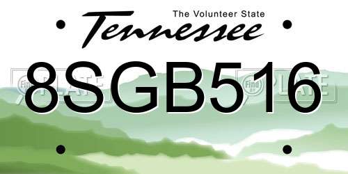 8SGB516 Tennessee License Plate