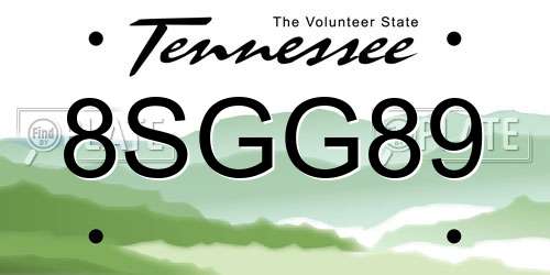 8SGG89 Tennessee License Plate