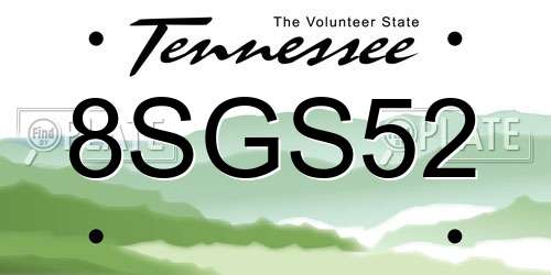 8SGS52 Tennessee License Plate