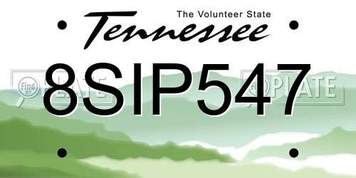 8SIP547 Tennessee License Plate