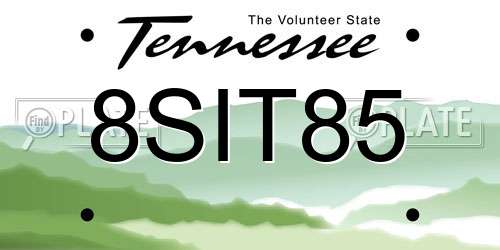 8SIT85 Tennessee License Plate