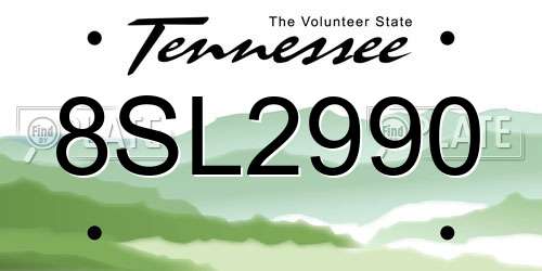 8SL2990 Tennessee License Plate