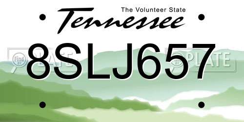 8SLJ657 Tennessee License Plate