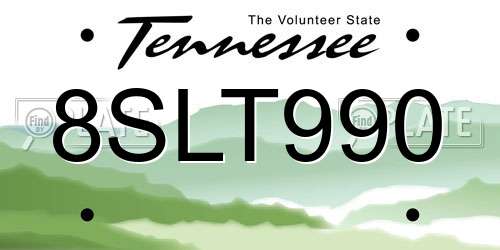 8SLT990 Tennessee License Plate
