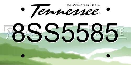 8SS5585 Tennessee License Plate