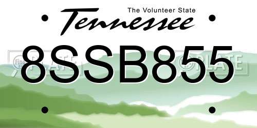 8SSB855 Tennessee License Plate