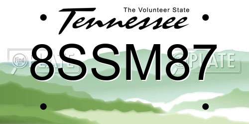 8SSM87 Tennessee License Plate