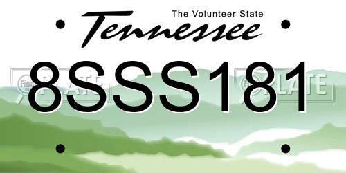 8SSS181 Tennessee License Plate