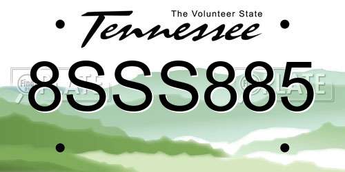 8SSS885 Tennessee License Plate