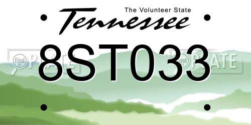 8ST033 Tennessee License Plate