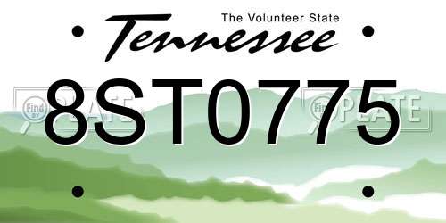 8ST0775 Tennessee License Plate