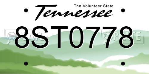8ST0778 Tennessee License Plate
