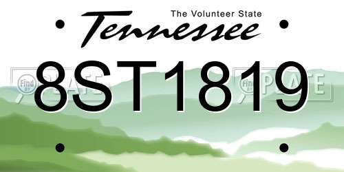 8ST1819 Tennessee License Plate