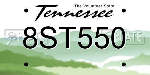 8ST550 Tennessee License Plate