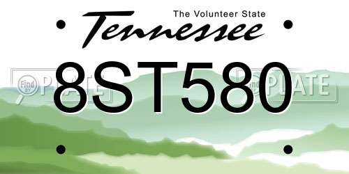 8ST580 Tennessee License Plate