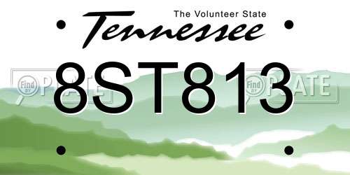 8ST813 Tennessee License Plate