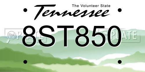 8ST850 Tennessee License Plate