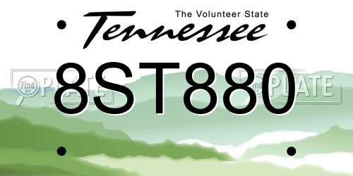 8ST880 Tennessee License Plate