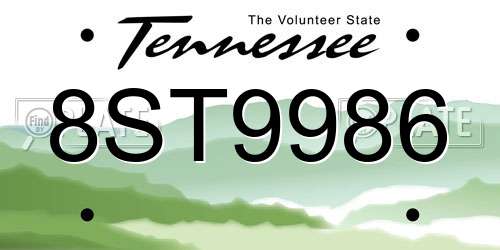 8ST9986 Tennessee License Plate