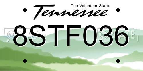 8STF036 Tennessee License Plate